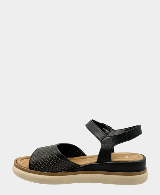 
Leather Perforated Sandal in BLACK view 2