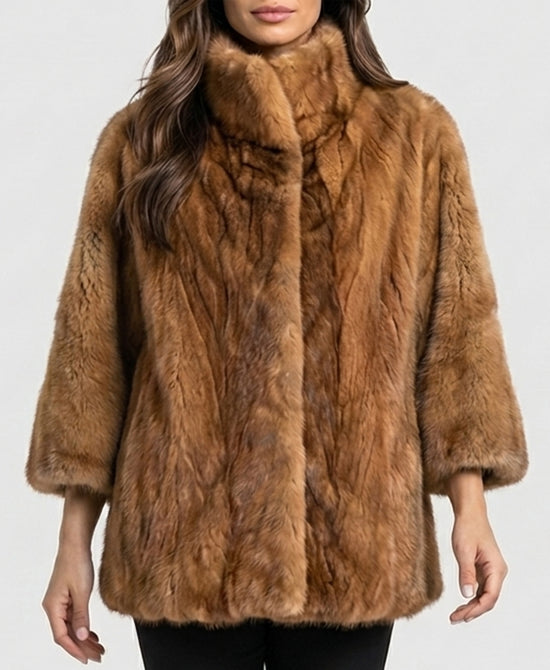 
Mink Cape in WHISKEY view 1