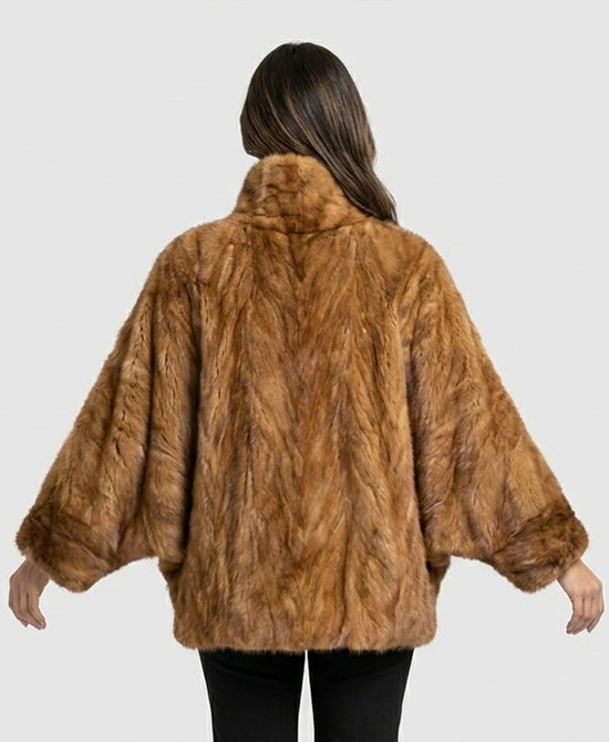 
Mink Cape in WHISKEY view 2