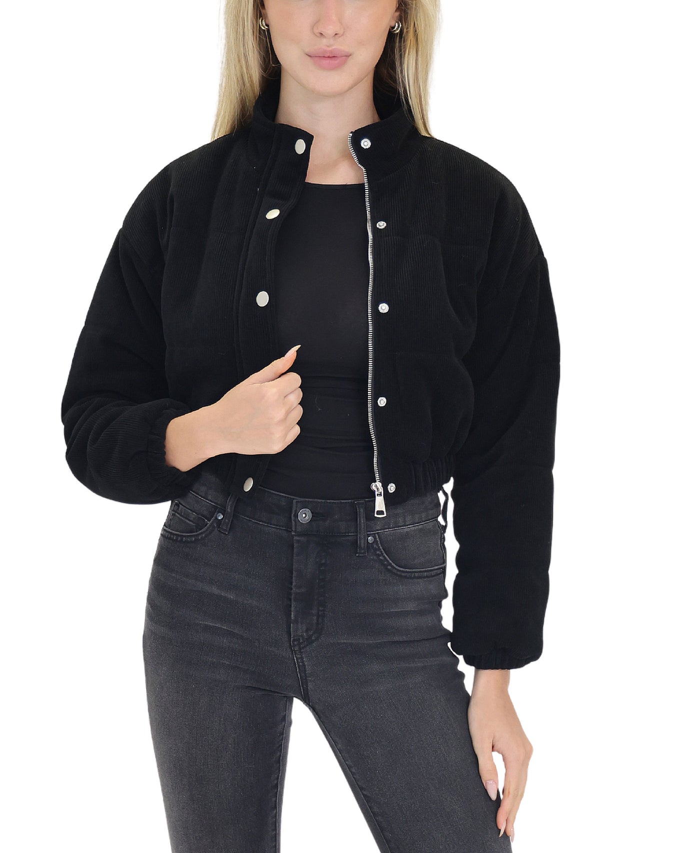 Corduroy Faux Sherpa Bomber Jacket view 1