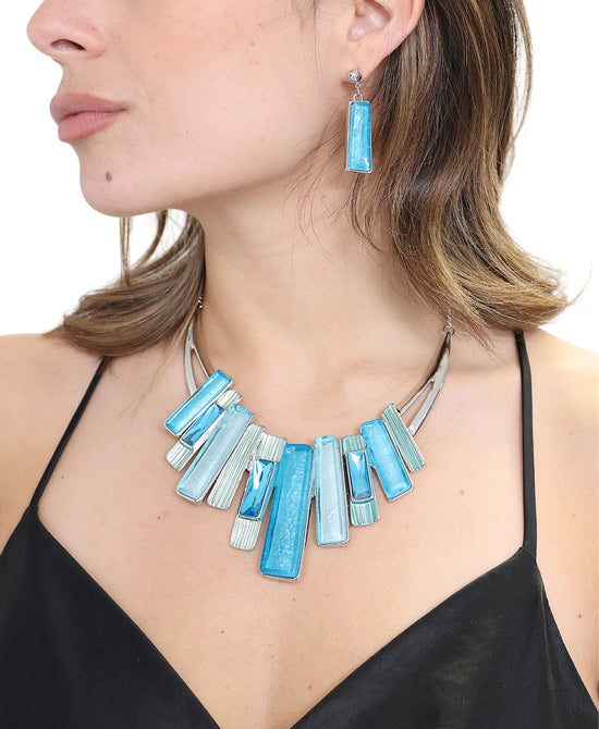 Jeweled Statement Necklace & Earrings Set view 1