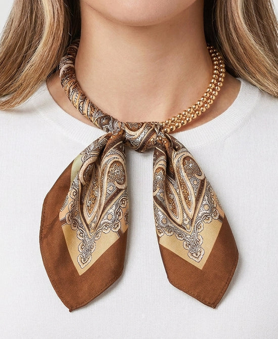 
Scarf Double Beaded Necklace in BROWN/GOLD view 1