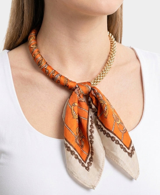 
Scarf Double Beaded Necklace in ORANGE view 1