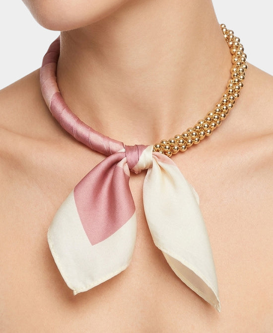 
Scarf Double Beaded Necklace in PINK/GOLD view 1