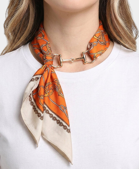 
Printed Scarf Chain Necklace in ORANGE view 1