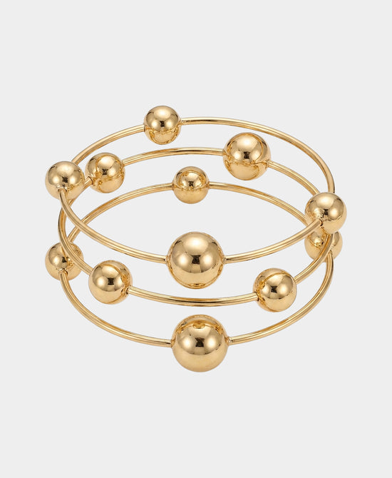 
Set Of 3 Elastic Bracelets w/ Beads in GOLD view 2