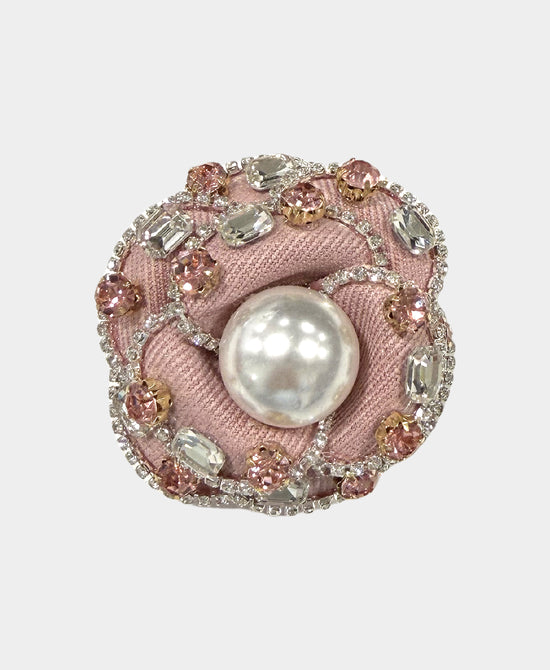 Rose Pearl Brooch/Hairclip w/ Crystals view 1