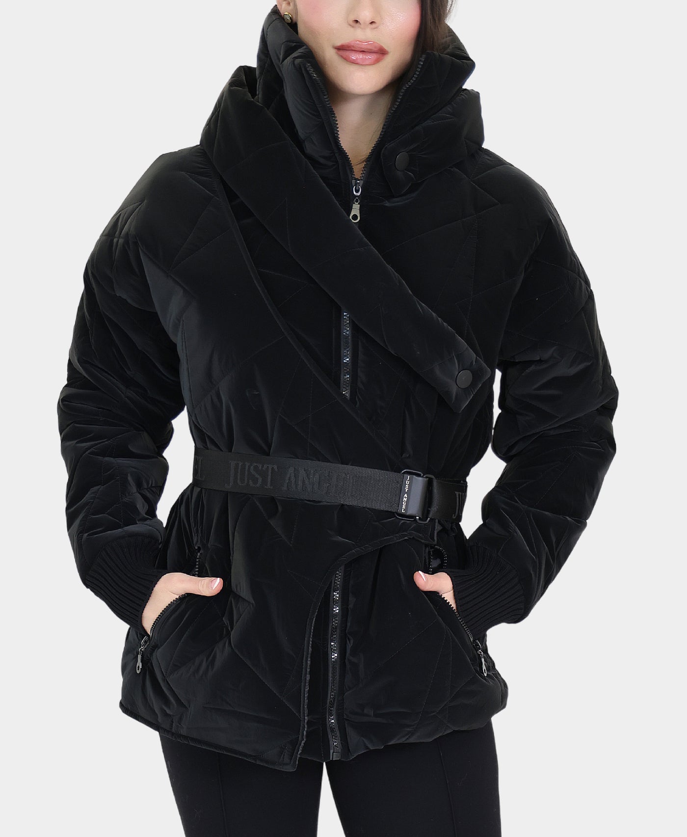 Puffer Jacket w/ Velvet Trim view 1