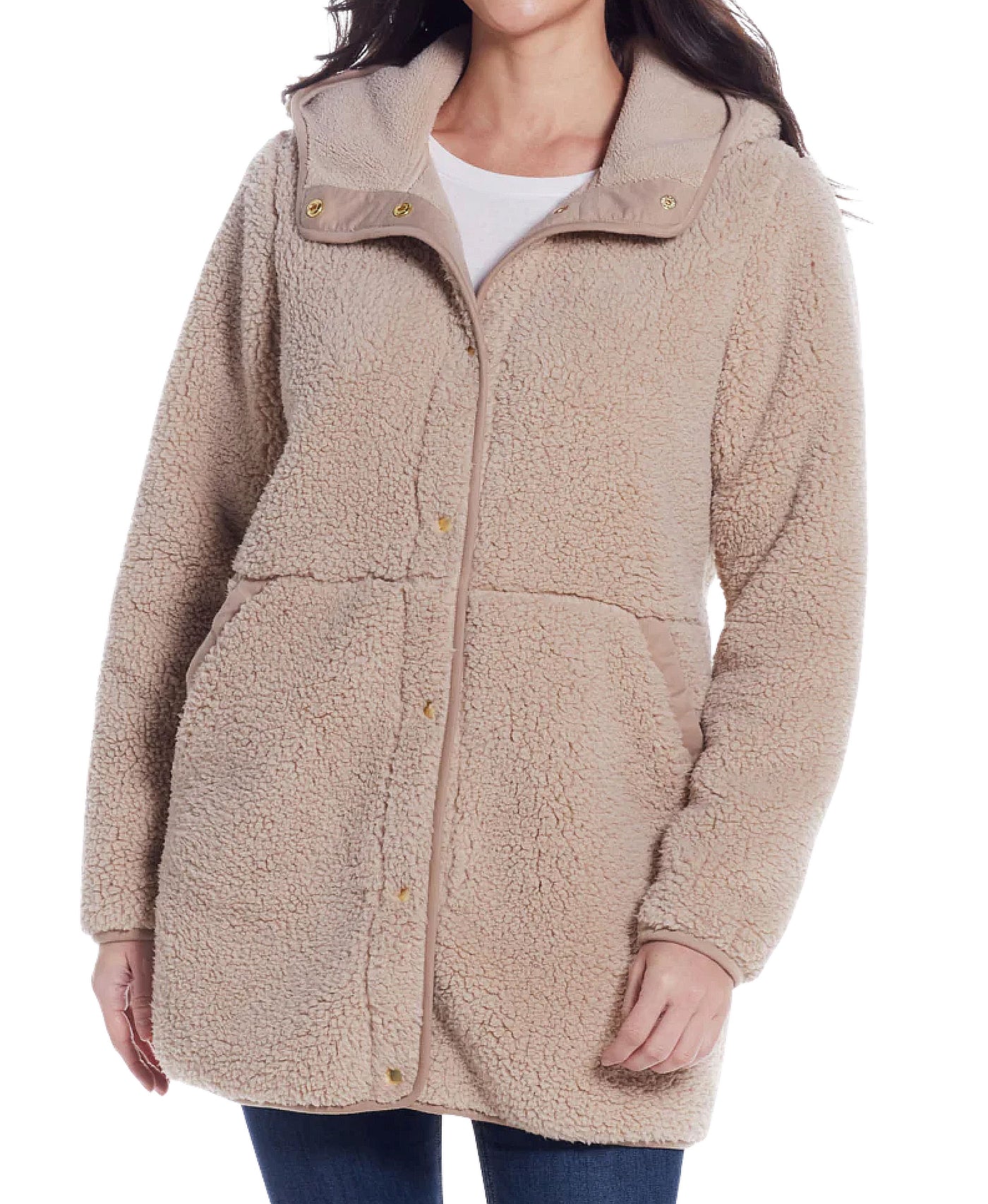 Hooded Sherpa Fleece Coat view 1