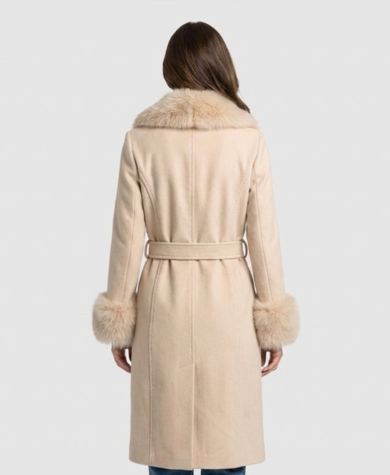 
Cashmere Blend Coat w/ Fox Fur Trim in BEIGE view 2