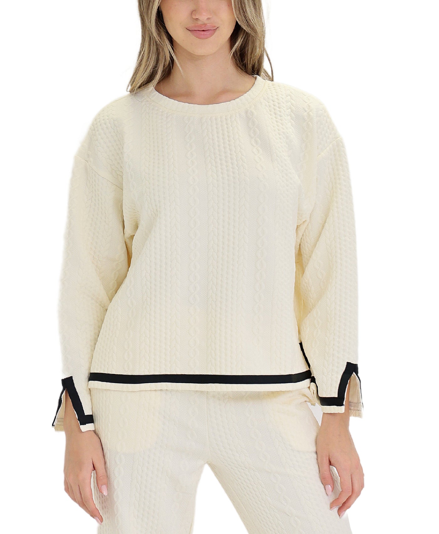 Contrast Cable Knit Sweater view 1