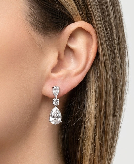 
Pear Drop Earrings in SILVER view 1