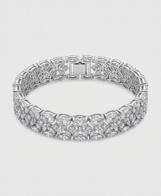 
Cubic Zirconia Cluster Wide Tennis Bracelet in SILVER view 2