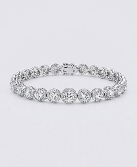 
Cubic Zirconia Graduated Halo Tennis Bracelet in SILVER view 2