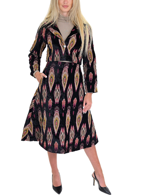 Velvet Printed Midi Skirt view 