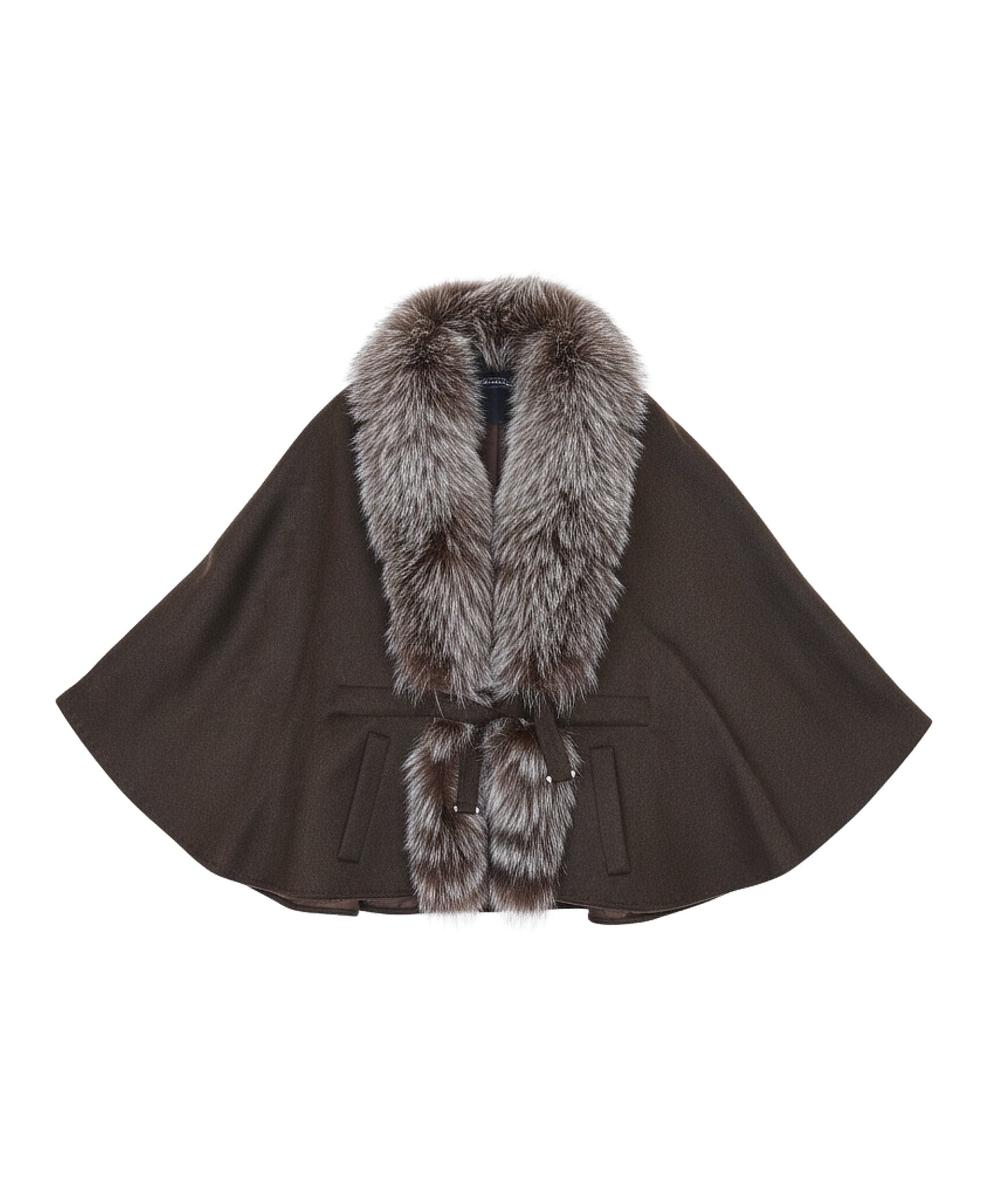 Cashmere Blend Cape w/ Fox Fur Trim view 1