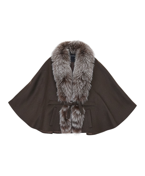 Cashmere Blend Cape w/ Fox Fur Trim view 
