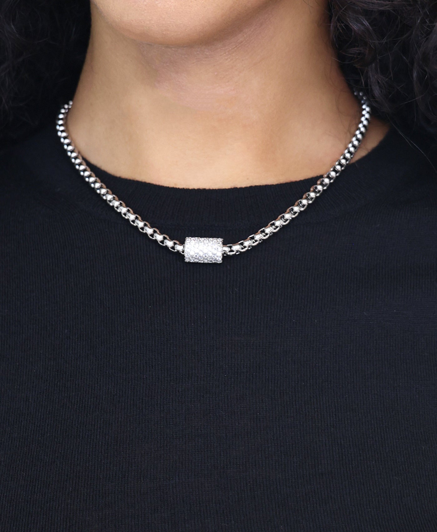 Cubic Zirconia Cylinder Necklace view 1