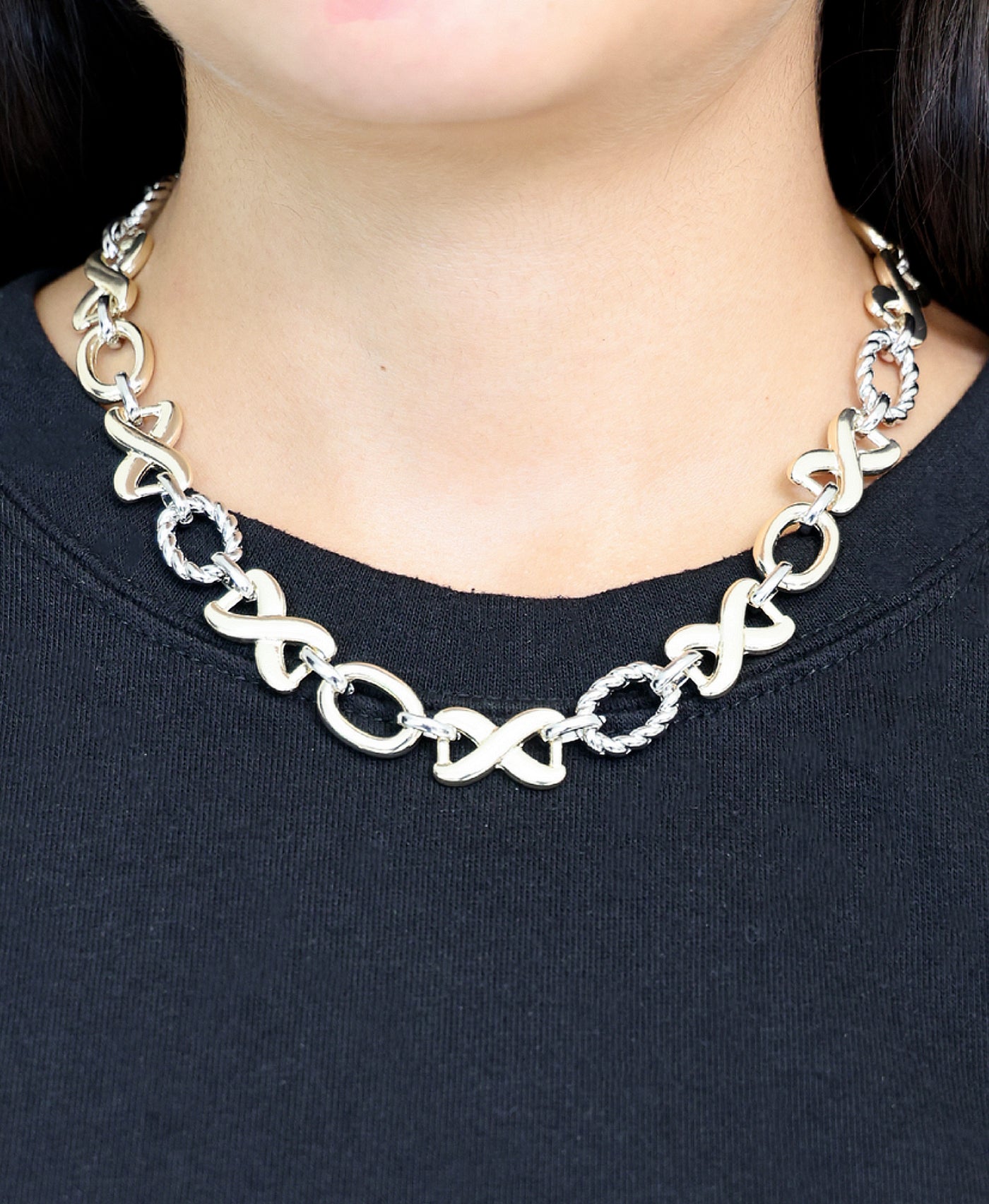 Two Tone Chain Statement Necklace view 1