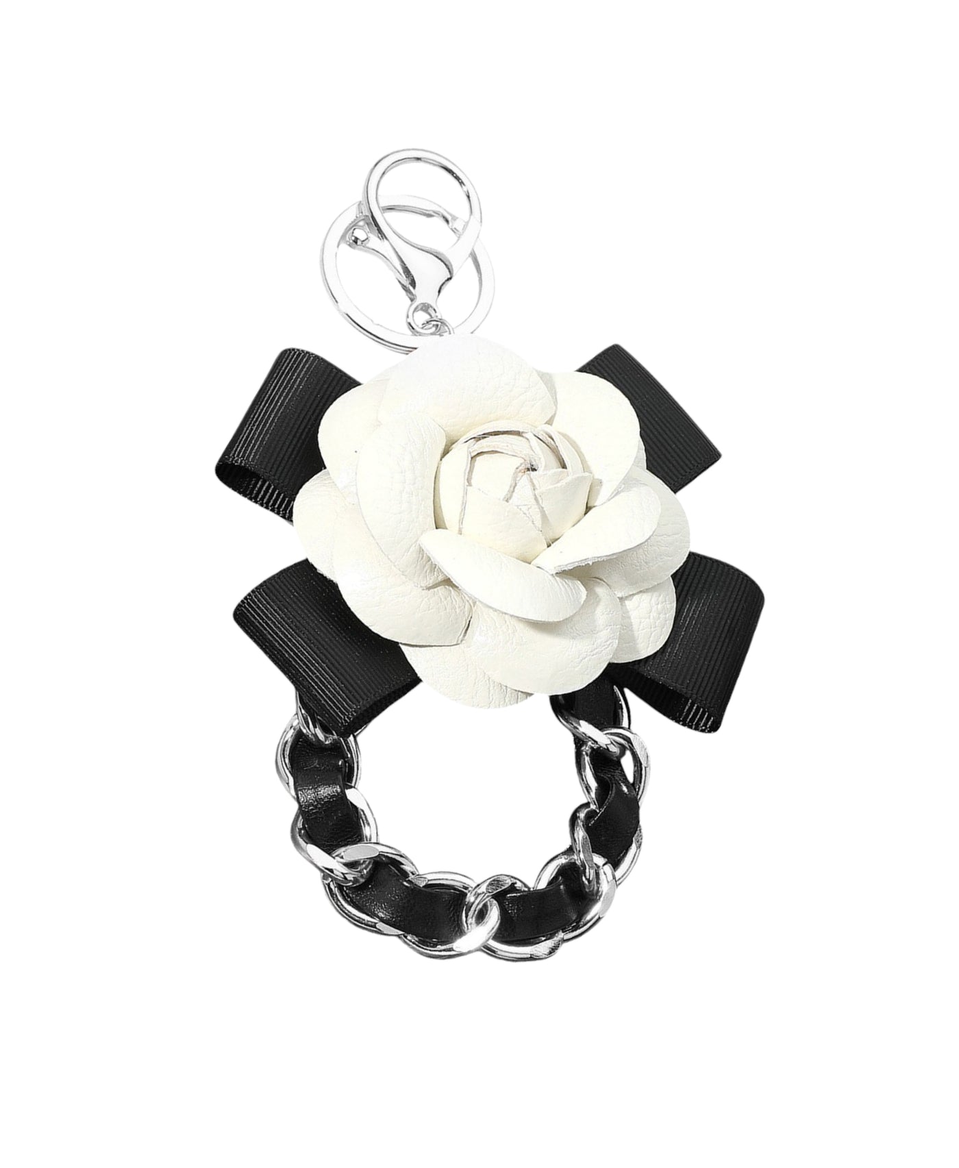 Faux Leather Rose Keychain/Bag Charm view 1