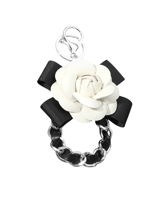 Faux Leather Rose Keychain/Bag Charm view 