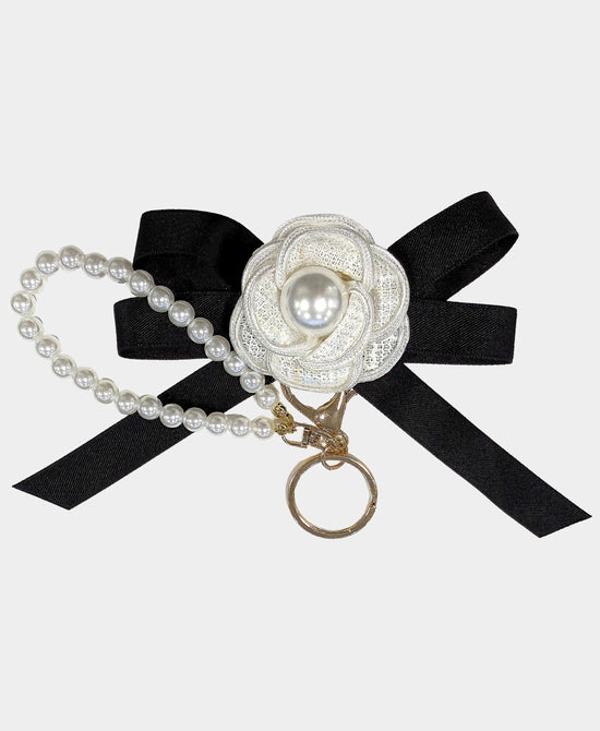 Rose Keychain/Bag Charm w/ Faux Pearl & Bow view 