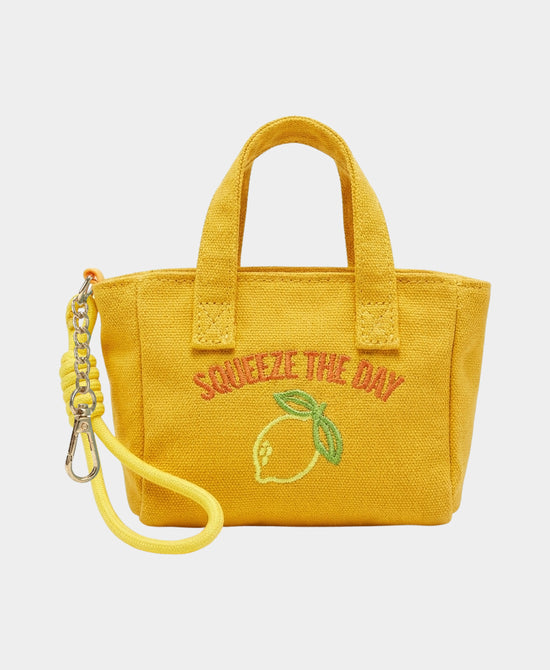 
Mini Lemon Canvas Tote Keychain/Bag Charm in YELLOW view 1