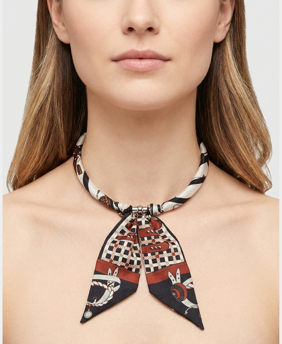 
Printed Scarf Necklace in BLACK/WHITE view 1