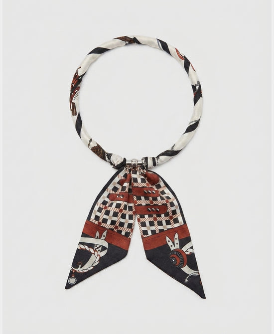 
Printed Scarf Necklace in BLACK/WHITE view 2