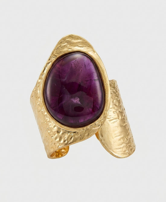 
Oval Stone Textured Cuff Bracelet in PURPLE/GOLD view 2