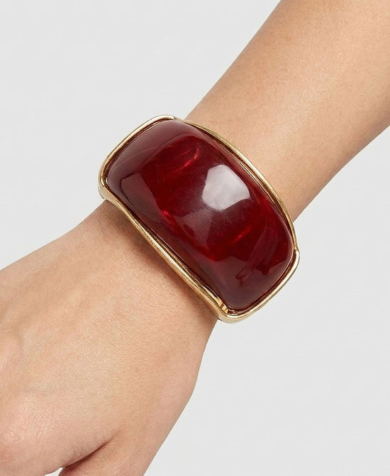 
Resin Cuff Bracelet in BURGUNDY view 1
