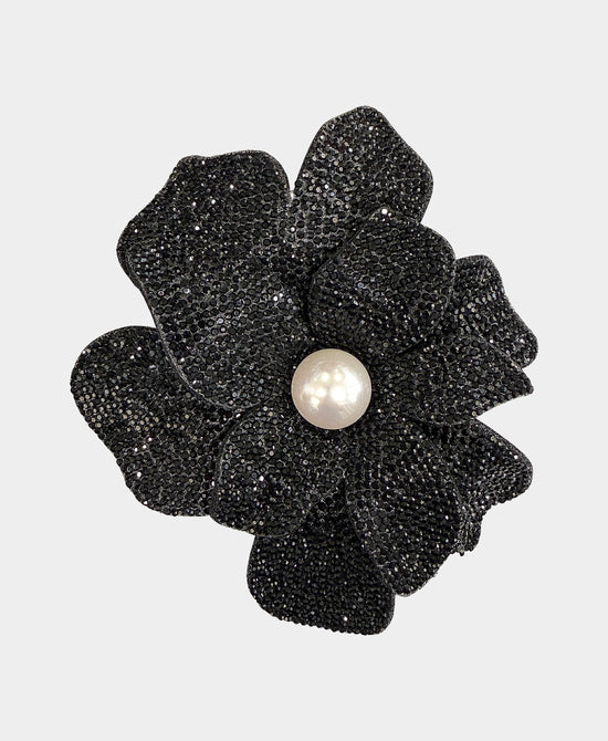 
Large Flower Crystal Brooch/Hairclip in BLACK view 1
