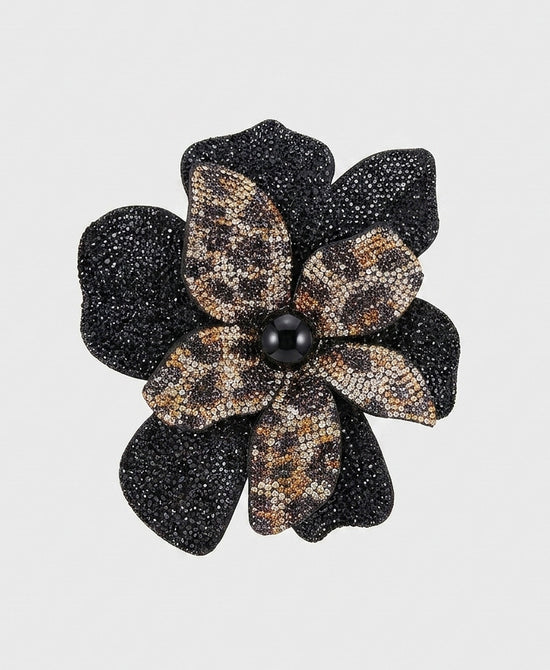 
Large Flower Leopard Crystal Brooch/Hairclip in LEOPARD view 2