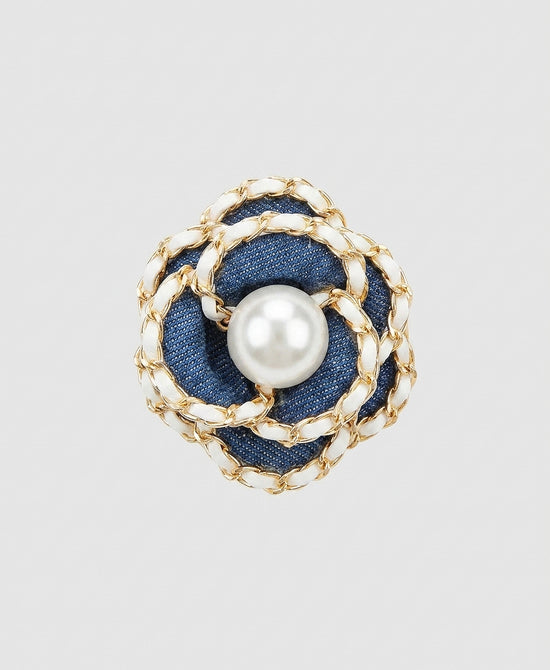 
Denim Rose Pearl Brooch/Hairclip in LIGHT DENIM/WHITE view 2