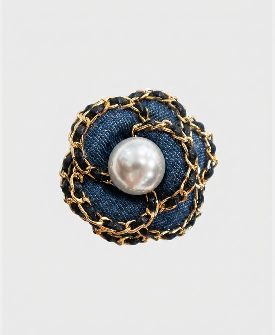 
Denim Rose Pearl Brooch/Hairclip in DENIM view 1