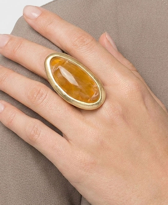 
Natural Stone Large Oval Ring in GOLD view 1
