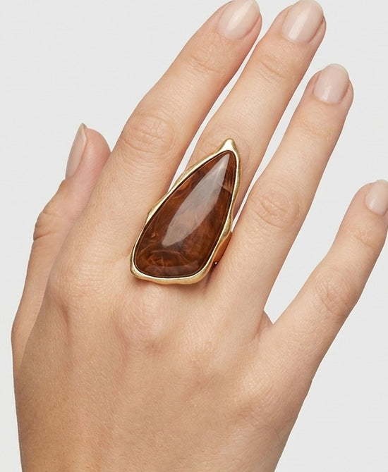 
Natural Stone Large Abstract Ring in BROWN view 1