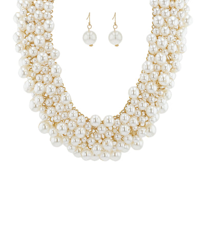 Faux Pearl Collar Necklace & Earring Set image 1