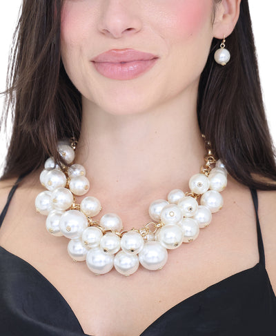 Faux Pearl Necklace & Earrings Set image 1