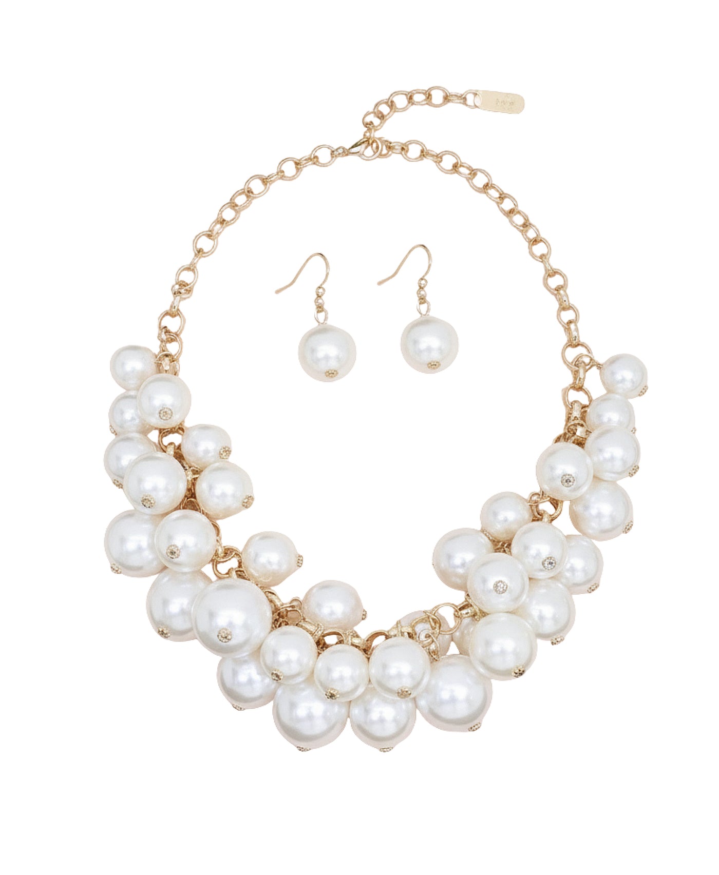 Faux Pearl Necklace & Earrings Set view 2