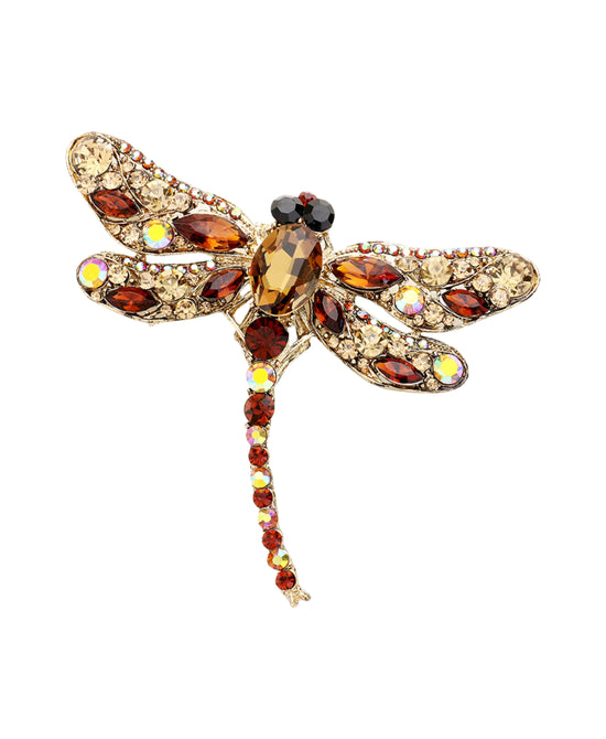 Dragonfly Crystal Brooch view 