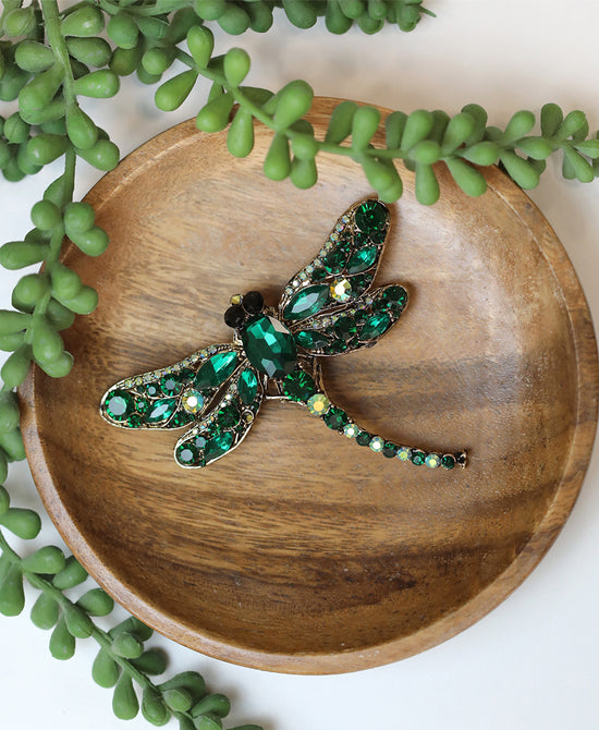 Dragonfly Crystal Brooch view 