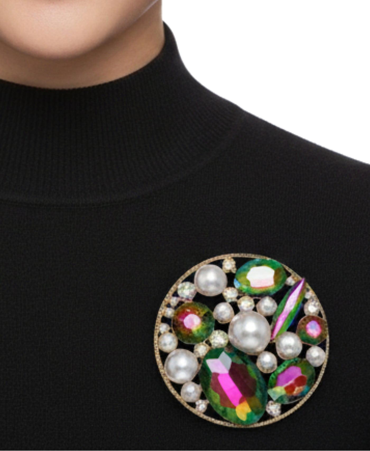 Oversized Round Stone Brooch view 1