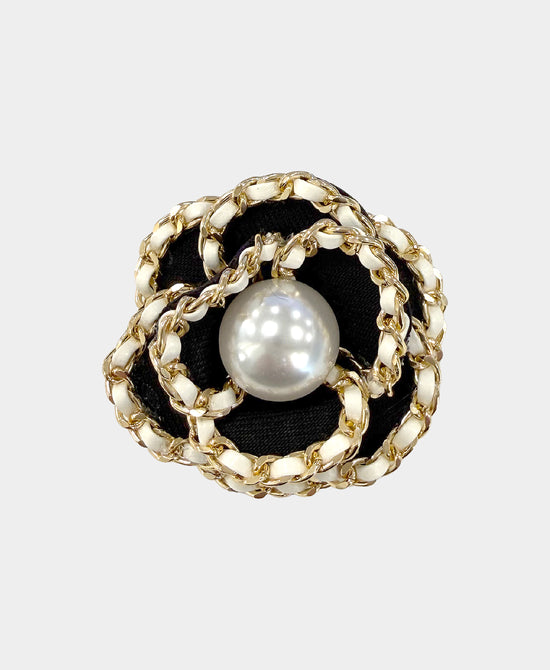 Faux Leather Chain Rose Brooch/Hairclip view 