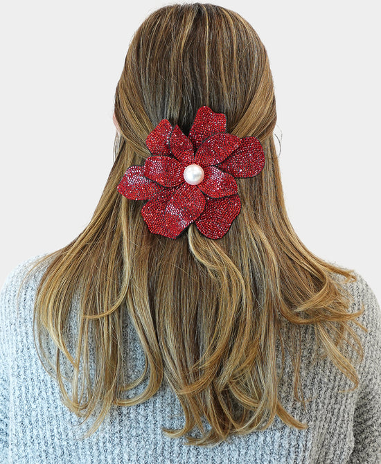 Large Flower Crystal Brooch/Hairclip view 