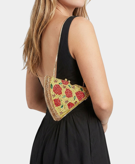 
Crystal Pizza Evening Bag in GOLD MULTI view 1