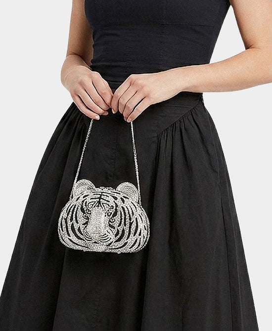 
Crystal Tiger Evening Bag in SILVER view 1
