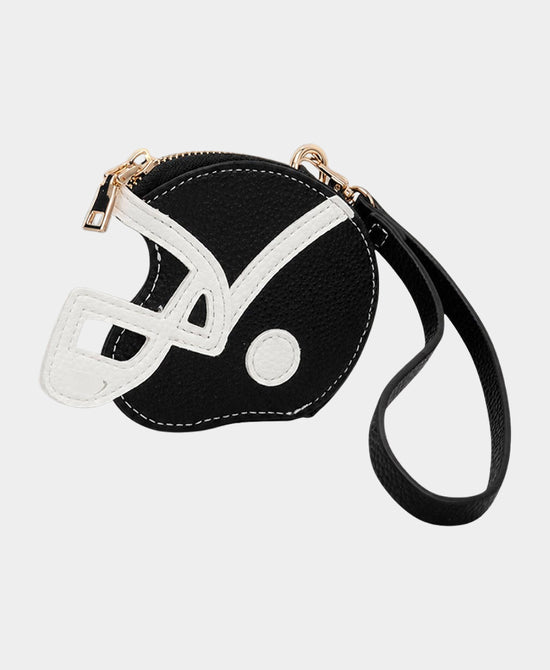 
Football Helmet Wristlet Keychain/Bag Charm in BLACK view 1