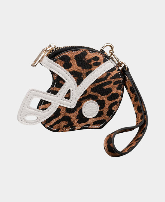 
Leopard Football Helmet Wristlet Keychain/Bag Charm in LEOPARD view 1