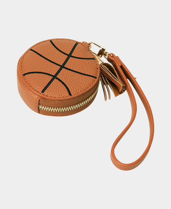 
Basketball Wristlet Keychain/Bag Charm in BROWN view 1